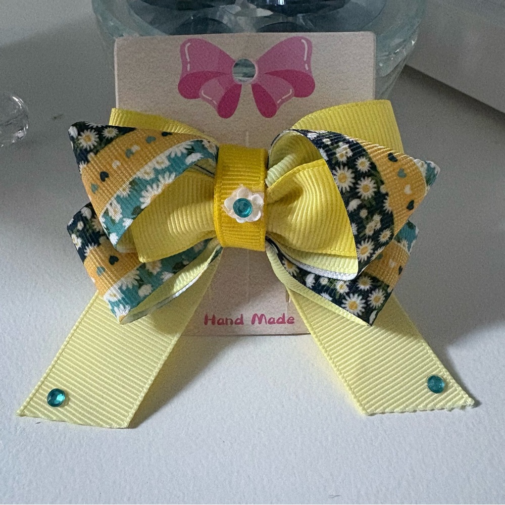 Yellow Floral Bow Hair Clip